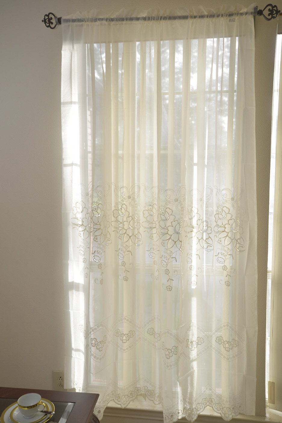 Sheer Windows Curtain. Pearled Ivory Color