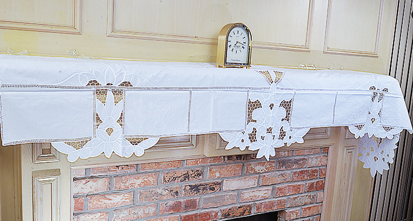 Fireplace Mantel Scarfs. Battenburg Lace.